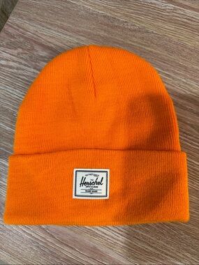 Herschel Supply Company Bright Orange Folded Cuff Beanie with Logo